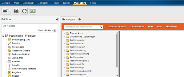 MailStore WebApp PlugIn Screenshot
