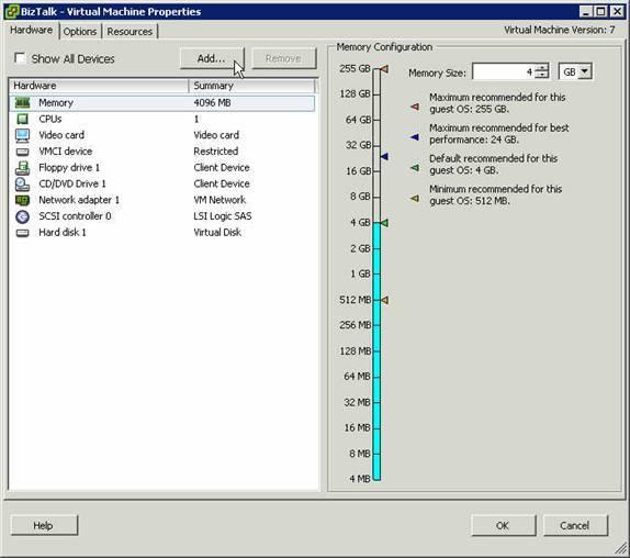 VMware Eigenschaftsmenü 8