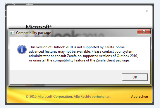 Outlook Fehlermeldung