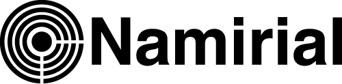 Logo von Namirial mit stilisiertem schwarz-weißen Zielscheiben-Icon links vom Schriftzug