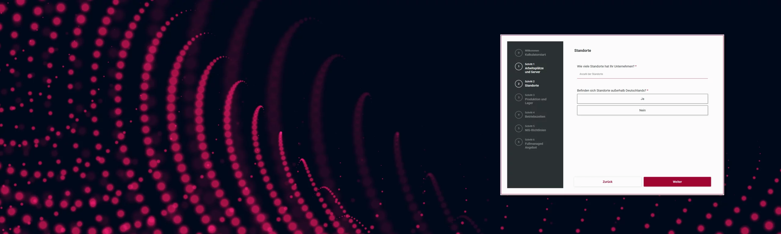 Benutzeroberfläche eines digitalen Formulars mit Auswahlmöglichkeiten und Eingabefeld.