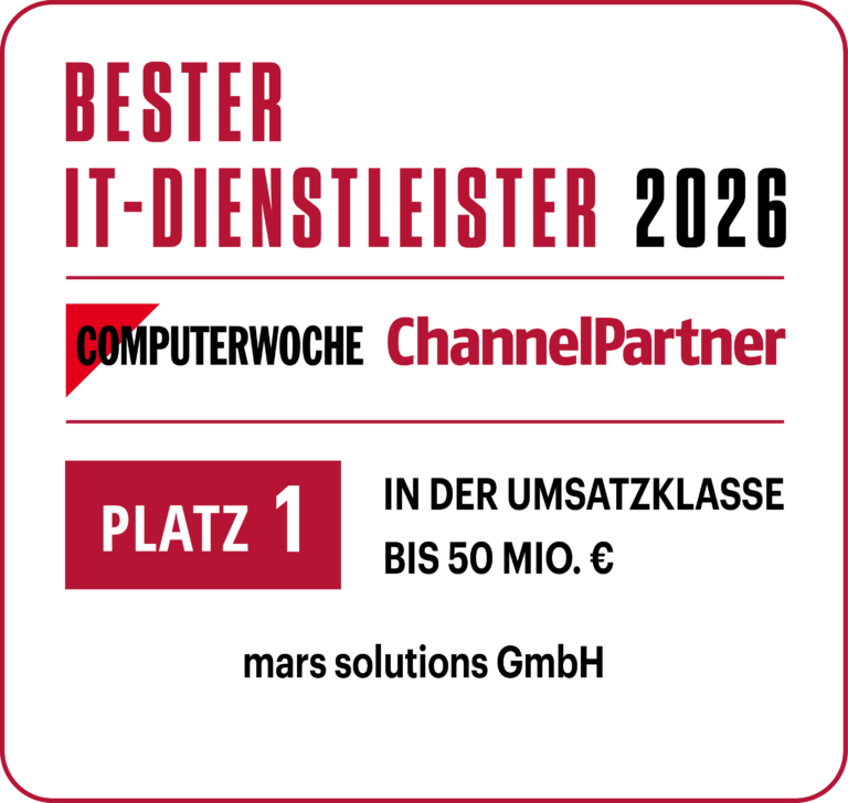 Auszeichnung für den besten IT-Dienstleister 2026 von COMPUTERWOCHE und ChannelPartner für mars solutions GmbH.